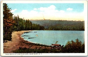 Postcard SAND BEACH AT LIME KILN LAKE, NEAR INLET, N. Y. Adirondacks New York Ka - Picture 1 of 2