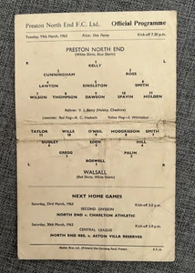 PRESTON NORTH END V WALSALL DIVISION 2 1963 - Picture 1 of 2