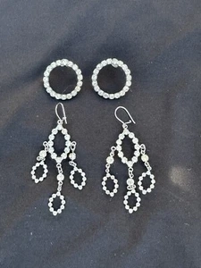 LOT OF 2 PAIRS of Vintage Rhinestone Pierced Earrings - Picture 1 of 6