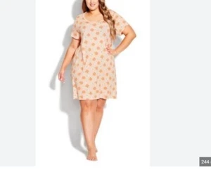 Avenue Catherines Plus Pink Peach Print Mother's Day Nightgown Sleep Shirt 22/24 - Picture 1 of 14
