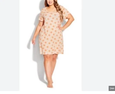 Camisa de dormir Avenue Catherines plus rosa estampa de pêssego dia das mães 26/28 - Imagem 1 de 4