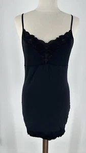M&S Women’s Lace Trim Chemise Black 14.5 PTP - Picture 1 of 4