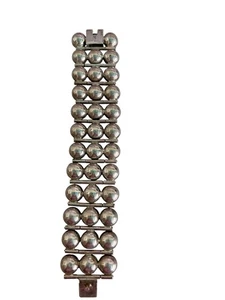 Pulsera ancha mexicana de alpaca artesanal años 70  - Imagen 1 de 5