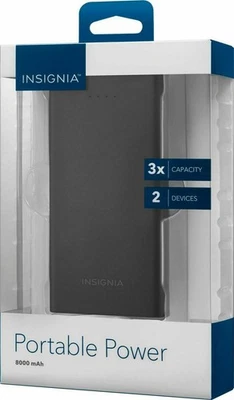 Insignia 8,000 mAh Portable Power Bank Charger 3x Capacity 2 Devices New in Box - Image 1 of 2