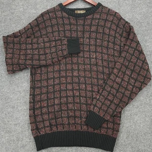 Maglione vintage Lord Jeff uomo L Fuzzy Squares rosso/viola nero USA anni 80 - Foto 1 di 14