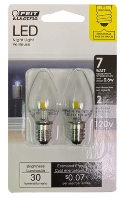 Feit Electric BPC7/LED 0.6 Watt Non Dimmable C7 Candelabra Base, Clear, LED - Image 1 of 2