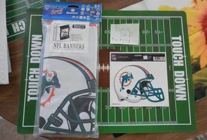 Miami Dolphins flag/banner & window cling Lot NEW Vtg NFL Lot D - Picture 1 of 7