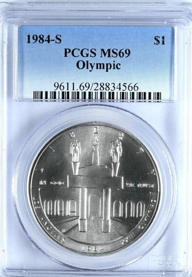1984-S Olympic Commemorative $1 Dollar MS69 PCGS Silver Coin 9611 - Image 1 of 2