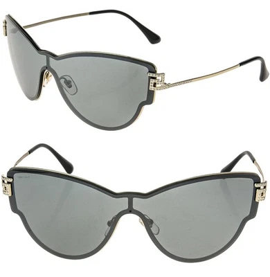 VERSACE VE2172B 2172 GRECA 面具金色金属银色镜面水晶太阳镜 — 第 1/4 张图片