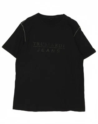 TRUSSARDI JEANS Mens Graphic T-Shirt Top XL Black BP31 - Image 1 of 4