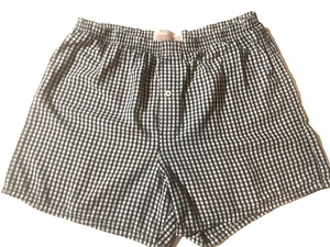 Vintage MERONA Mens Navy Blue Plaid Cotton Boxer Shorts sz M Underwear - Picture 1 of 6