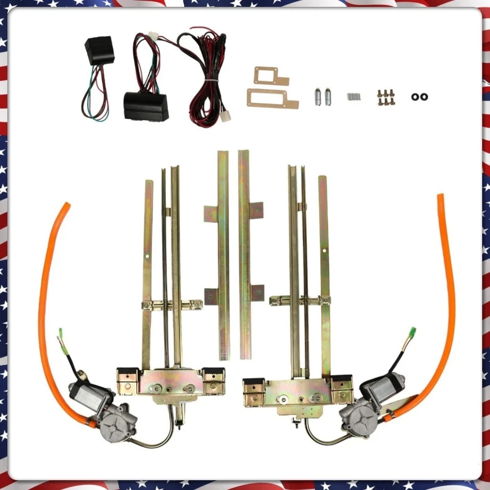 Kit de ventanas eléctricas de vidrio plano de 2 puertas para automóvil vintage para Ford Chevy Chrysler 1932-up Foto 1 de 4