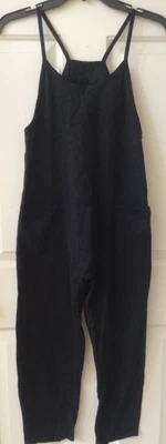 Girls size L Black romper with pockets. excellent condition. - Image 1 of 2