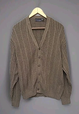 Vintage Bill Blass Sweater Mens L Green Cable Knit Grandpa Cardigan Made in USA - Image 1 of 4