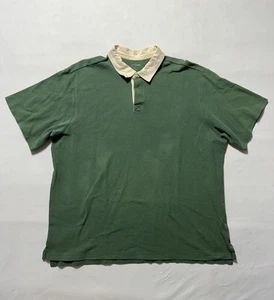 VTG LL Bean Rugby Shirt Heavyweight Cotton Polo Green XXL 90's Preppy Classic - Picture 1 of 12