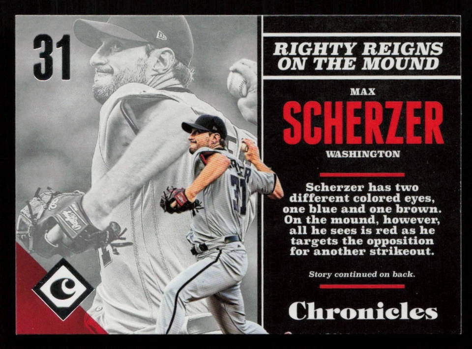 Max Scherzer 2017 Panini Chronicles #28 Washington Nationals Baseball Card - Image 1 of 2