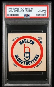 1971 GLOBETROTTERS 84 TEAM EMBLEM STICKER PSA 10 GEM MINT - Picture 1 of 2