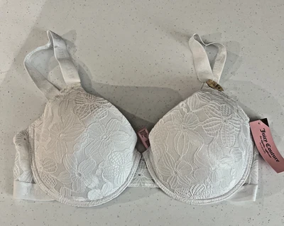 Juicy Couture 38DD Blanco Encaje Push Up Sujetador Camiseta Acolchada Sexy Sumersión Nueva con Etiquetas Foto 1 de 4