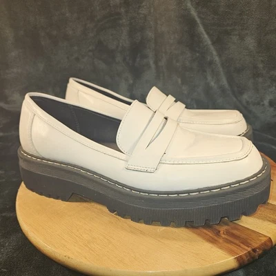  COOL PLANET By Steve Madden White Shoes Haazel Platform Chunky Loafer Size 10 M - Image 1 of 4