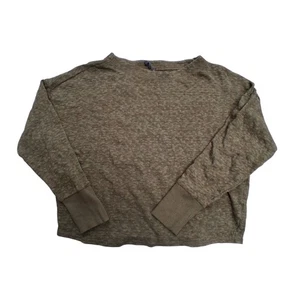 Anthropology Basic Long Sleeve Top Lightweight Marled Textured Sweater Brown Tan - Picture 1 of 7