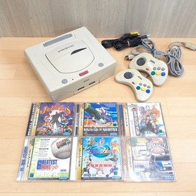 SEGA SATURN CONSOLE JAPAN WHITE Bundle with 2 Controllers & 6 Games Tested