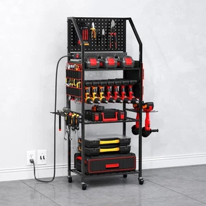 Movable Power Tools Organizer Cart With Wheels Garage Rolling Tools Storage Cart - Picture 1 of 11