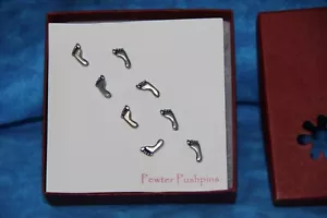 Footprints Pewter Pushpins by Jim Clift Design~ 3 dimensional ~ Ttl of 8 Pins - Picture 1 of 3