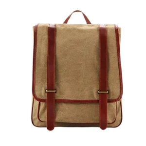 Waxed Canvas with Leather Trim Unisex Backpack - Picture 1 of 4