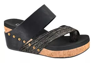 Corkys Bashful Black Wedges - Picture 1 of 1