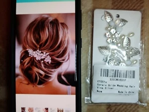 Formal Hairpiece for wedding or dance Silver With Vine Leaves & Pearls - NWT - Picture 1 of 12
