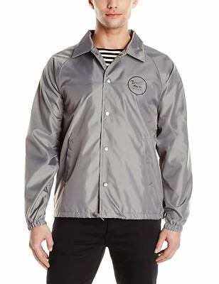 Brixton WHEELER Grey Black Graphic Logo Light Windbreaker Coach (D) Men's Jacket - Image 1 of 4