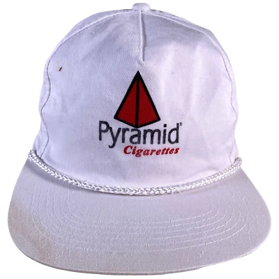 Gorra de Cigarrillos Pirámide De Colección Blanca Cuerda Grande Snapback Promo Años 80 NUEVA Foto 1 de 4