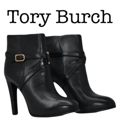 Botas de salto alto Tory Burch Dorese couro preto tamanho 9 - Imagem 1 de 4