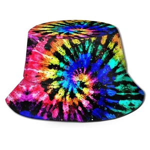 Tie Dye Print Bucket Hat Colorful Summer Unisex Print Bucket Hat - Picture 1 of 5