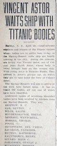 Seltene Titelseite der Zeitung von 1912 - Vincent Astor wartet Schiff mit Titanic-Karosserien - Bild 1 von 2