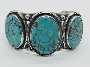 L B Vintage Navajo Natural High Gem Grade No. 8 Turquoise Cuff - Picture 1 of 10