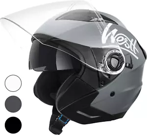 Open Face Helmets with Dual Sun Visor– Motorcycle Helmet for Men and Women 3/4 H - Picture 1 of 7