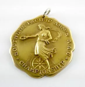 Vtg Southern Pacific Association AAU Championship Medal Gold Fill Dodge Inc LA - Picture 1 of 9