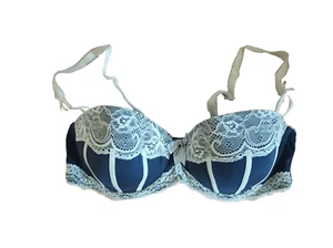 Marks & Spencer Blueberry Underwire Padded Panelled Lace Trim Balcony Bra UK 34C - Imagen 1 de 4