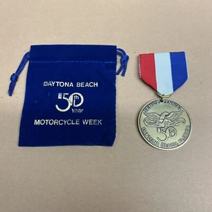 1991 Daytona Beach BIKE WEEK 50th Year Motorcycle Biker BRASS Coin Medal PIN - Picture 1 of 13