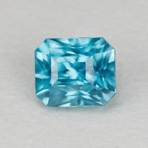 2.09cts EXCELLENT EMERALD CUT CAMBODIAN NATURAL CARIBBEAN BLUE ZIRCON - Picture 1 of 1