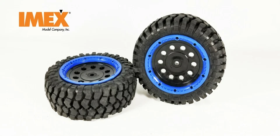 IMEX RC 1/5th K-Rock Tires w/ Front Pluto Beadlock Rims (Black/Blue)(1 Pair) - Image 1 of 4