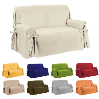 COPRIDIVANO SALVADIVANO 1 2 3 4 POSTI CON LACCI LACCETTI GRANFOULARD TINTA UNITA - Immagine 1 di 4