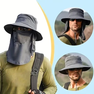 Outdoor Boonie Sun Hats for Men Women Wide Brim Neck Flap Fishing Bucket Cap USA - Picture 1 of 142
