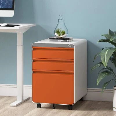 Mobile Rollcontainer mit 3 Schubladen Aktenschrank Stahl Büro-Rollcontainer DE - Bild 1 von 4