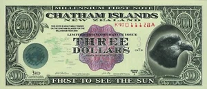 Chatham Islands (New Zealand) 3 dollars, series 2000, POLYMER. - Picture 1 of 3