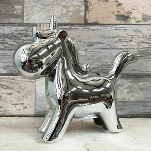 Silber Pop Art Magisches Einhorn Pferd Geld Münze Sparschwein Deko Kinder - Bild 1 von 4