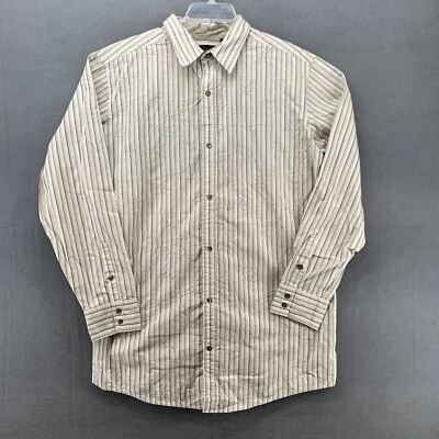 J. Ferrar Button Up Shirt Extra Large Tall Stripe Tan Embroidered Floral Cotton - Image 1 of 4