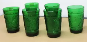 Menge 6 Vintage Forest Green Anchor Hocking Sandwich 4 Unzen Gläser 4oz klein - Bild 1 von 4