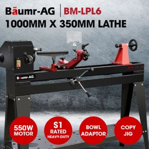 BAUMR-AG Bench Wood Lathe 550W Electric Turning Machine 1000x350mm Stability - Picture 1 of 12